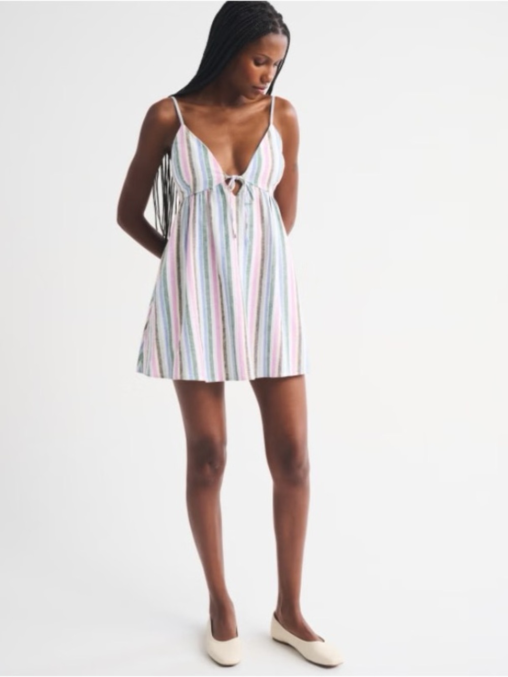 Abercrombie & Fitch NWT - bra free linen blend tie front skort multi color - med